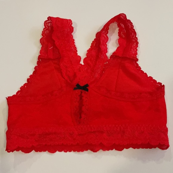 Cacique Red Lace Bralette keyhole open Back NEW - Picture 3 of 6
